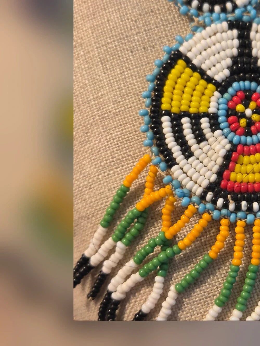 Vintage Native American Thunderbird Beaded Pendant Necklace With Keychain